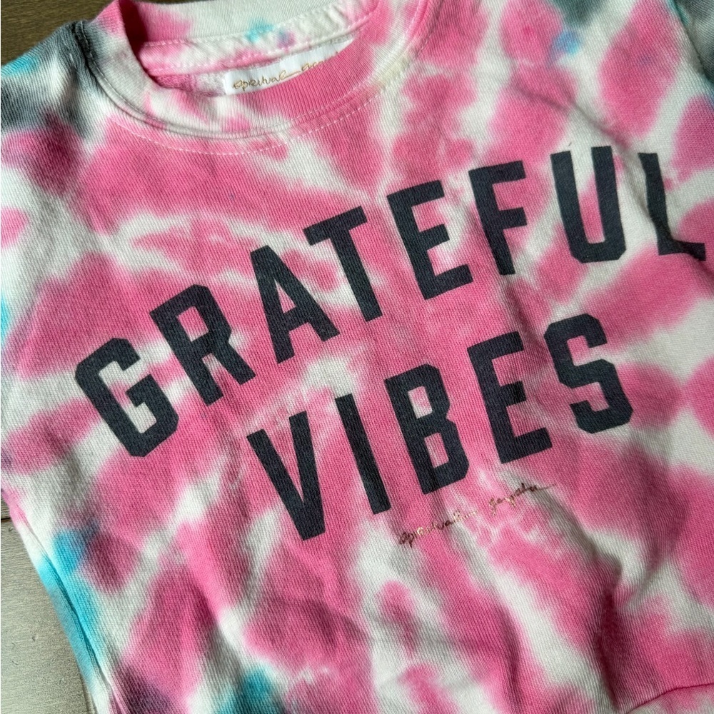 Spiritual Gangster Kids Tie-Dye "Grateful Vibes" Sweatshirt - Pink, Blue, Gray - Picture 2 of 9